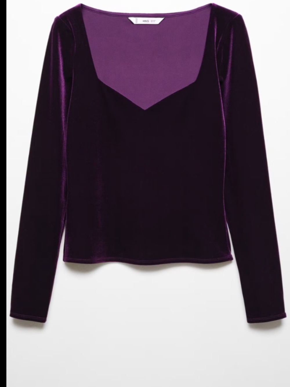 Mango Deep Purple Velvet Long-Sleeve Top